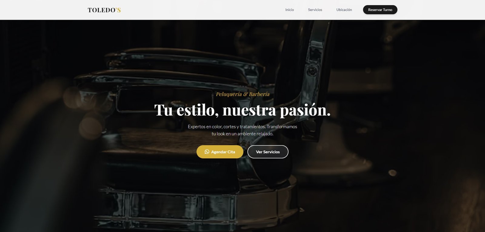 Diseño Web Barbería Toledos con sistema de turnos